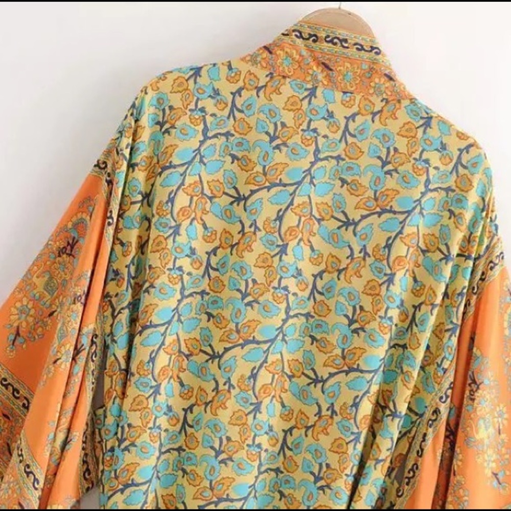 Gypsy Boho Festival Floral Kimono Western Duster - Picture 2 of 12